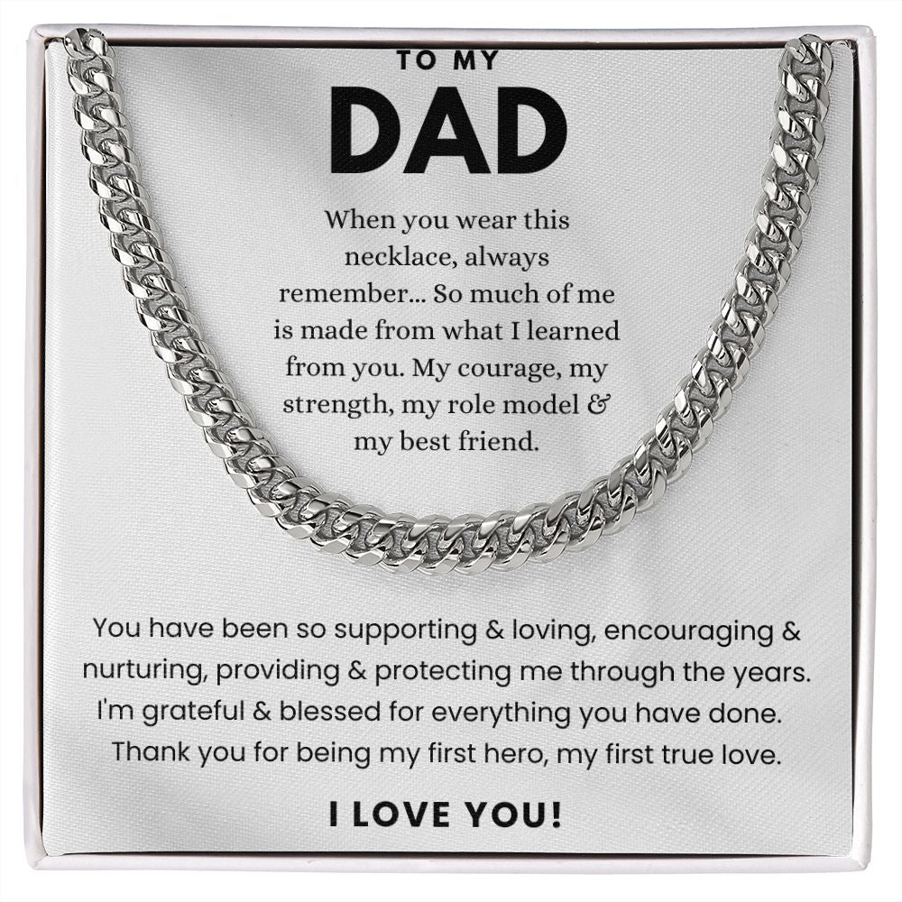 To My Dad First Hero Cuban Link Chain