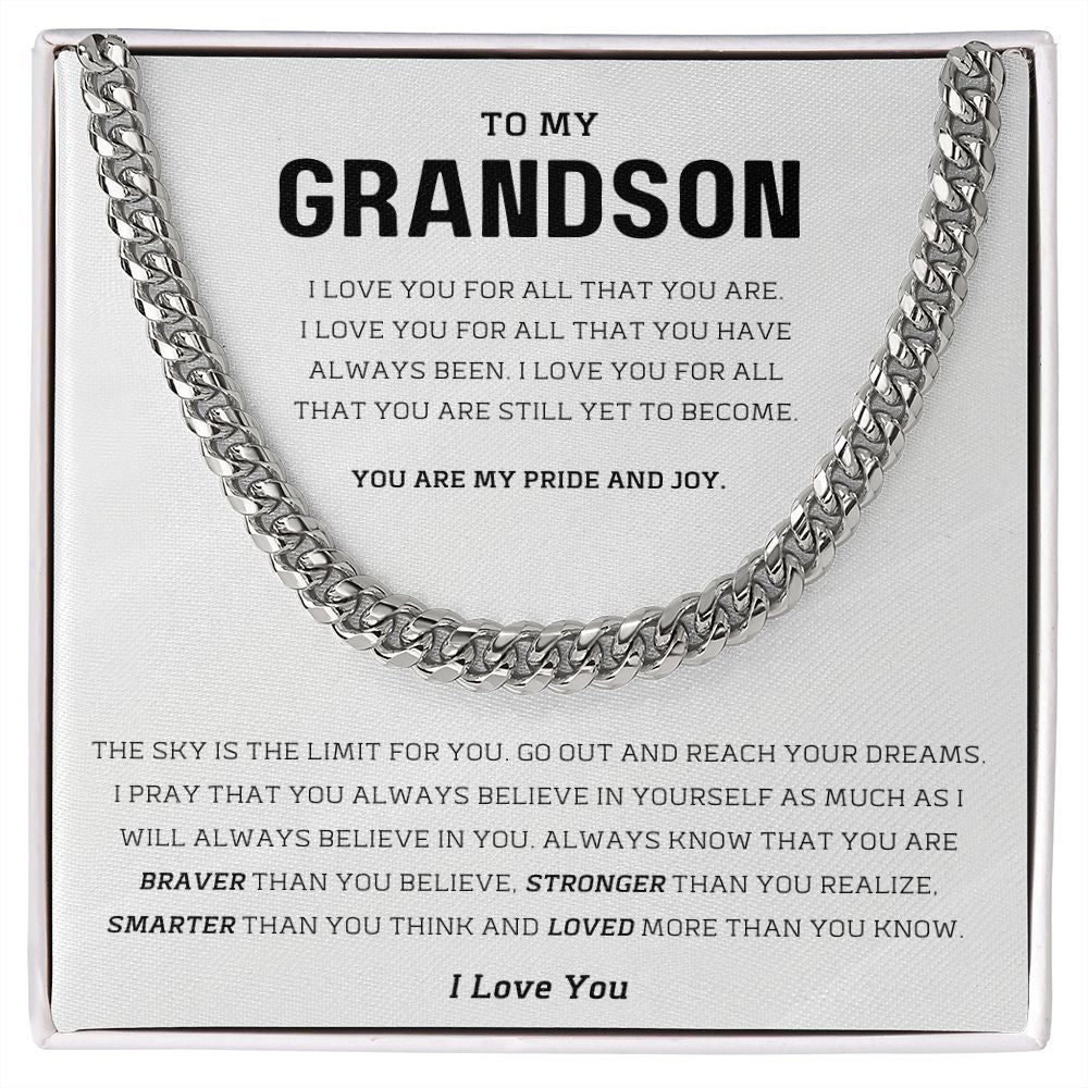 To My Grandson My Pride And Joy Cuban Link Chain