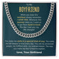 To My Boyfriend Hand In Hand Cuban Link Chain