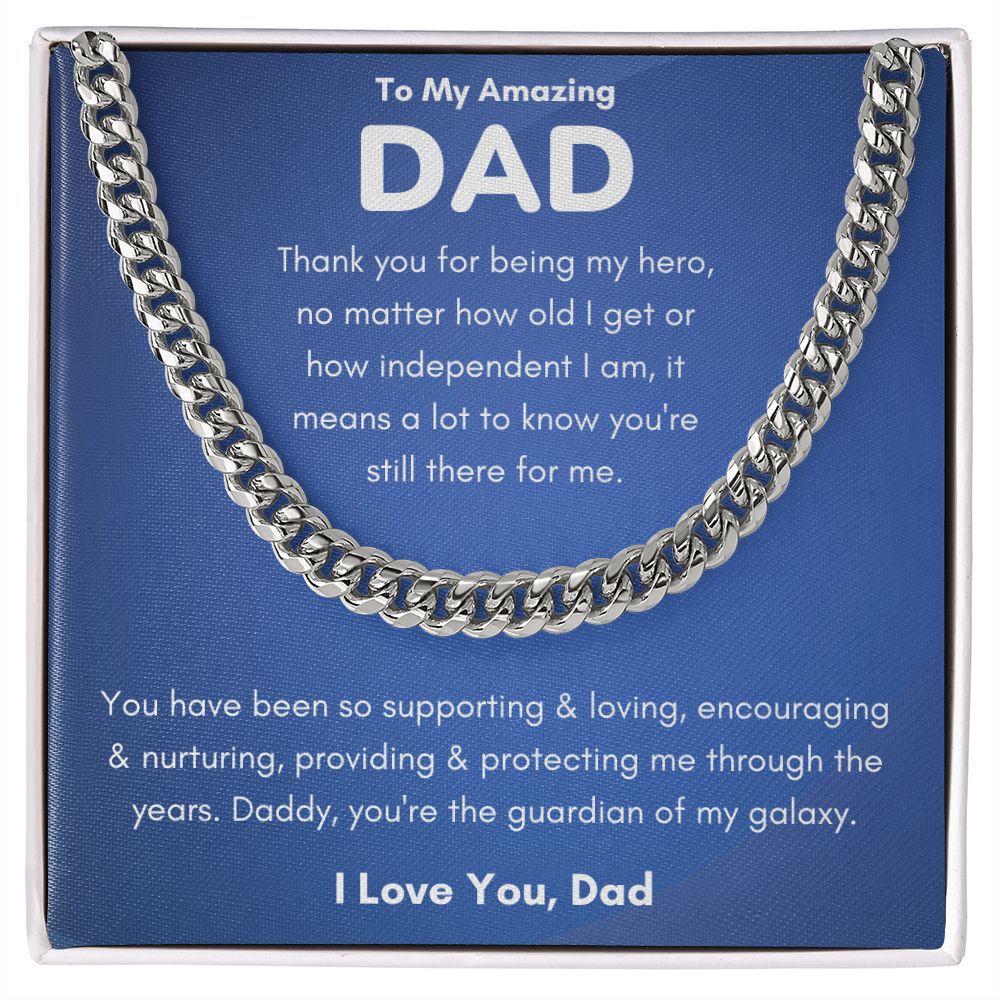 To My Dad My Hero Cuban Link Chain