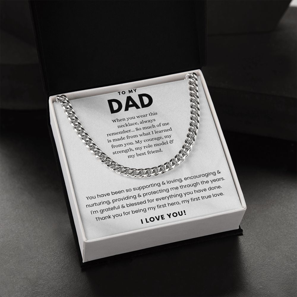 To My Dad First Hero Cuban Link Chain