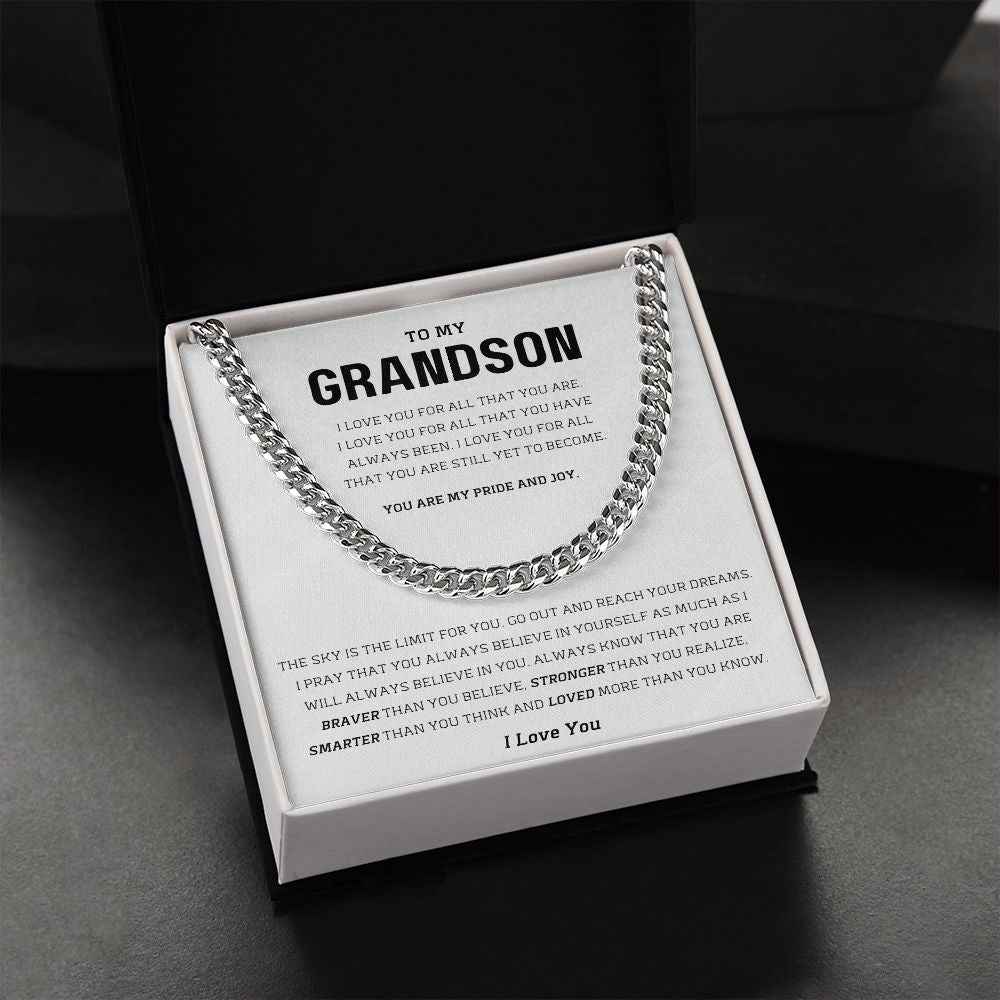 To My Grandson My Pride And Joy Cuban Link Chain