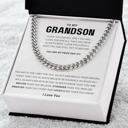 To My Grandson My Pride And Joy Cuban Link Chain