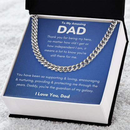 To My Dad My Hero Cuban Link Chain