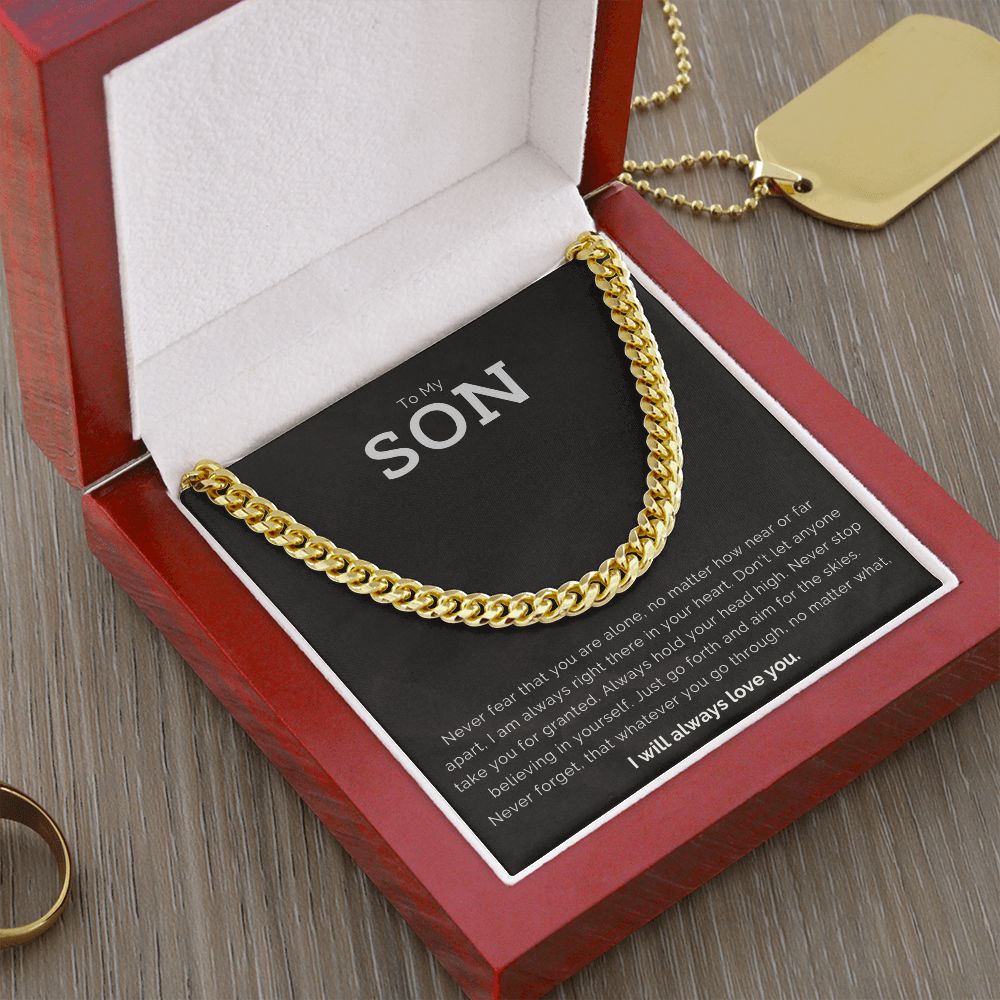 To My Son Skies Cuban Link Chain