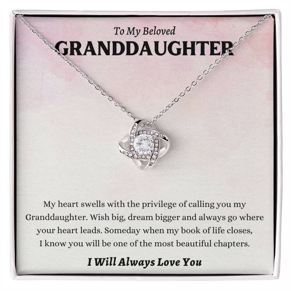 To My Beloved Granddaughter Wish Big Love Knot Necklace