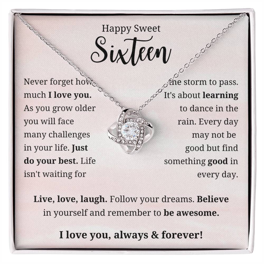 Sweet 16, Believe In Yourself Love Knot Necklace