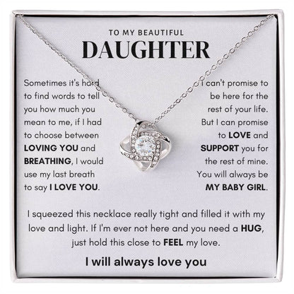 To My Beautiful Daughter Baby Girl Love Knot Necklace