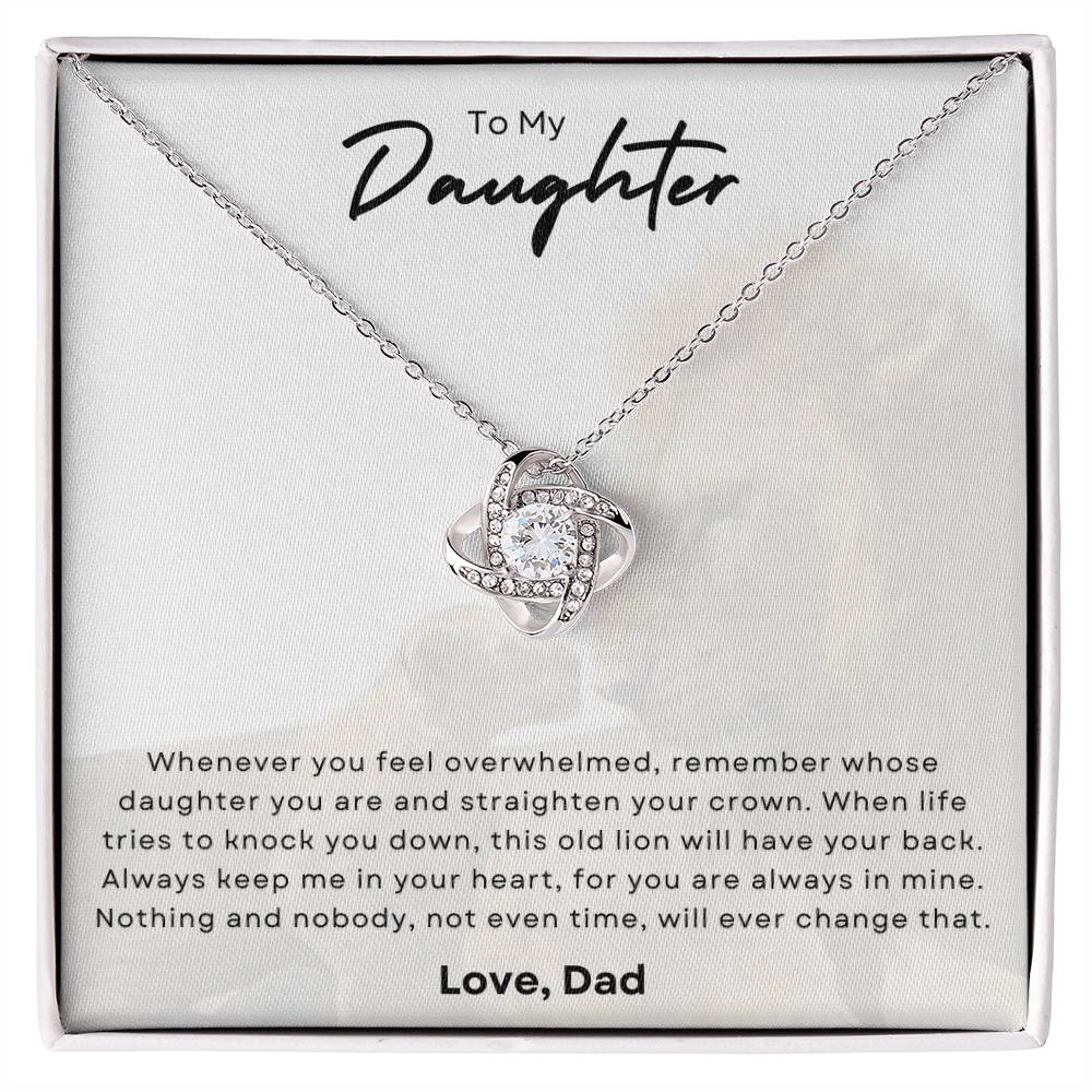 To My Daughter In Your Heart Love Knot Necklace