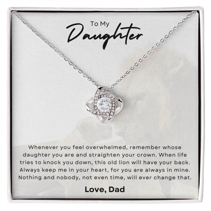 To My Daughter In Your Heart Love Knot Necklace