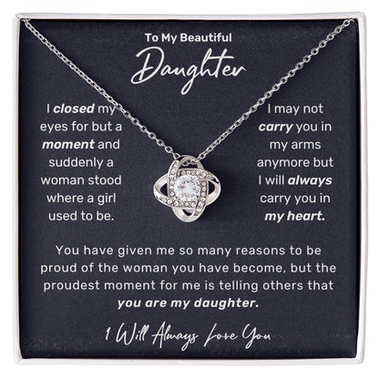 To My Beautiful Daughter Proudest Love Knot Necklace