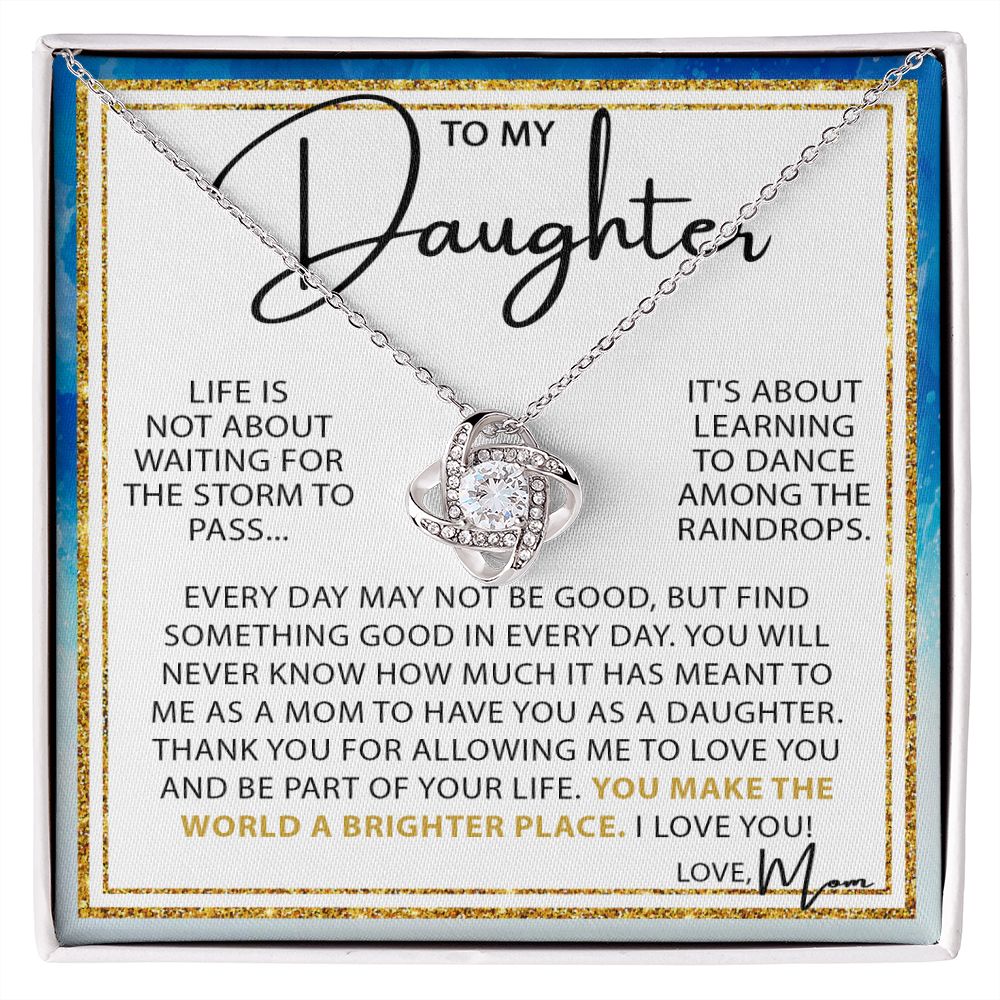 To My Daughter Raindrops Love Knot Necklace