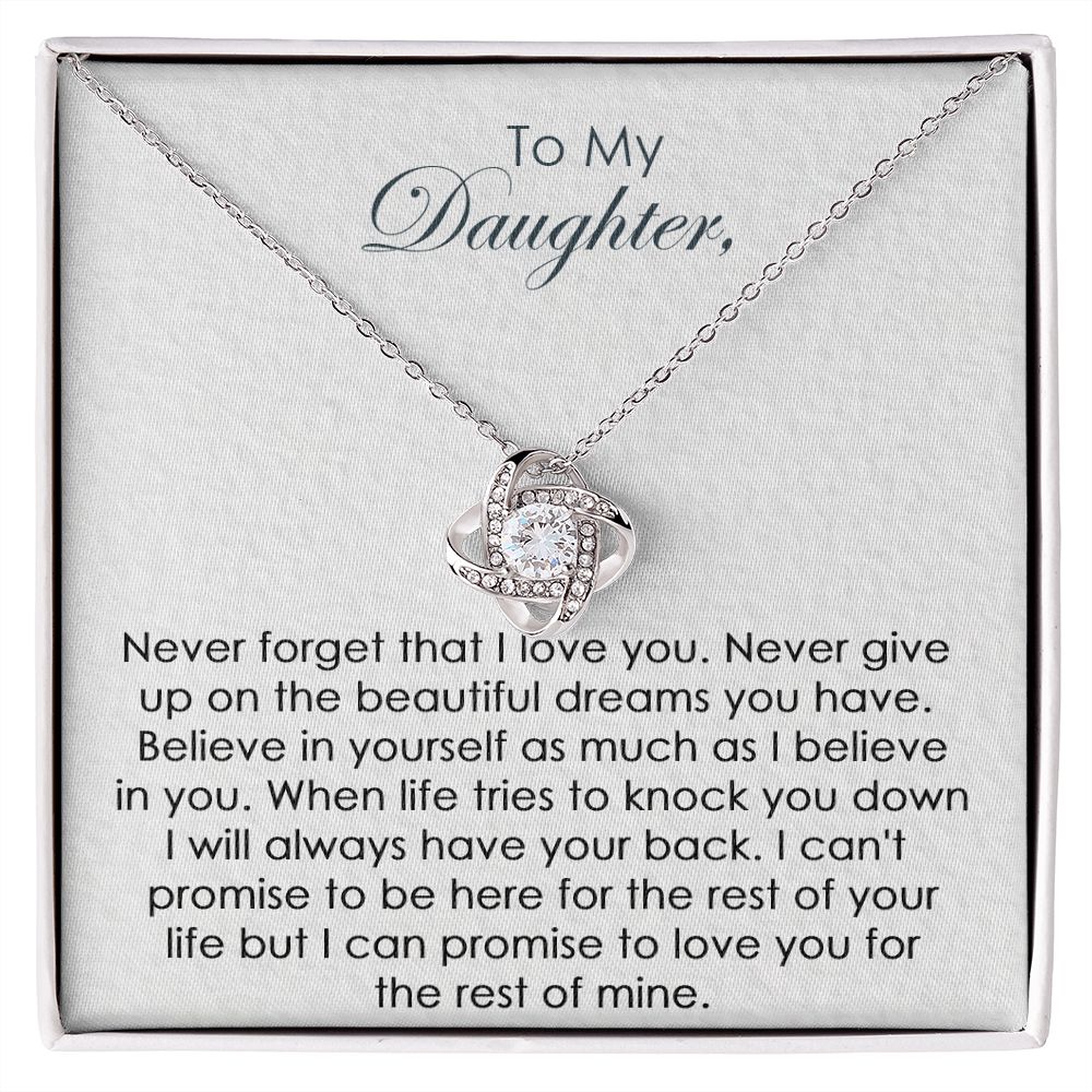 To My Daughter Never Give Up Love Knot Necklace