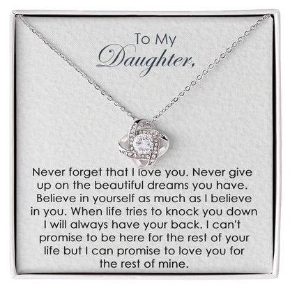 To My Daughter Never Give Up Love Knot Necklace