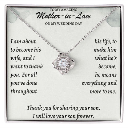 To My Amazing Mother-In-Law Thank You Love Knot Necklace