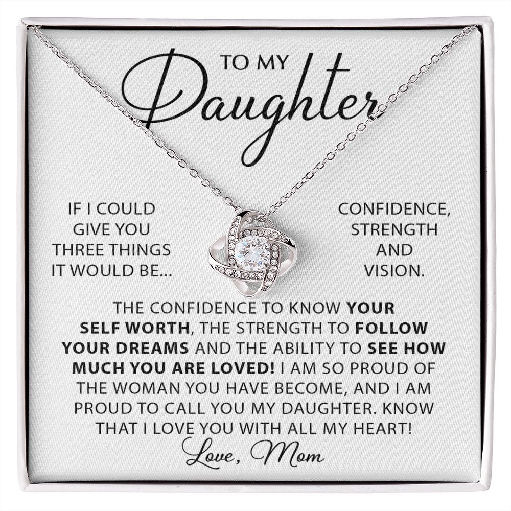 To My Daughter Confidence Love Knot Necklace