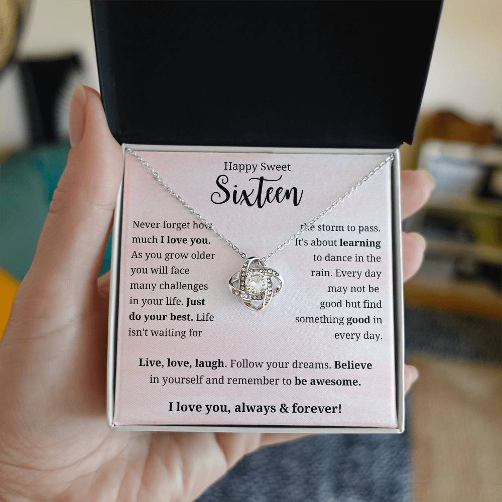 Sweet 16, Believe In Yourself Love Knot Necklace