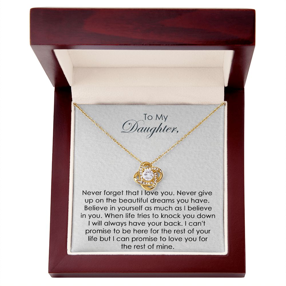 To My Daughter Never Give Up Love Knot Necklace