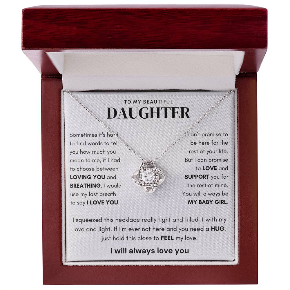 To My Beautiful Daughter Baby Girl Love Knot Necklace