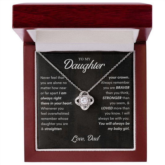 To My Daughter Crown Love Knot Necklace