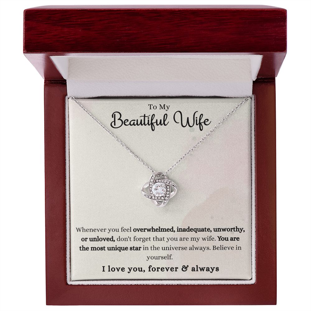 To My Beautiful Wife Most Unique Love Knot Necklace