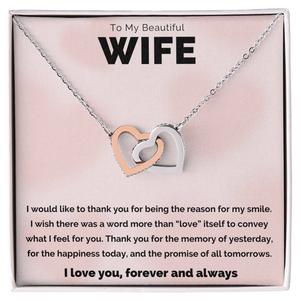 To My Beautiful Wife, The Reason Interlocking Hearts Necklace