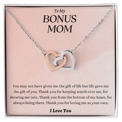 To My Bonus Mom - Thank You Interlocking Hearts