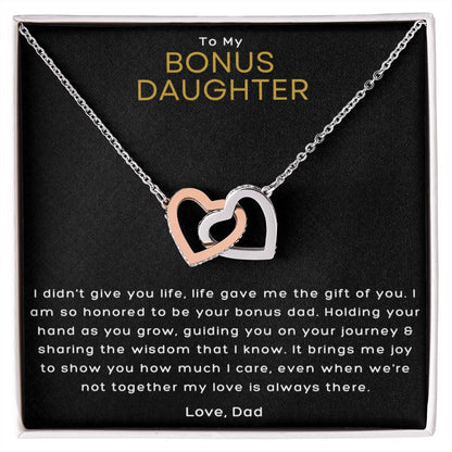 To My Bonus Daughter From Dad, Honored Interlocking Hearts