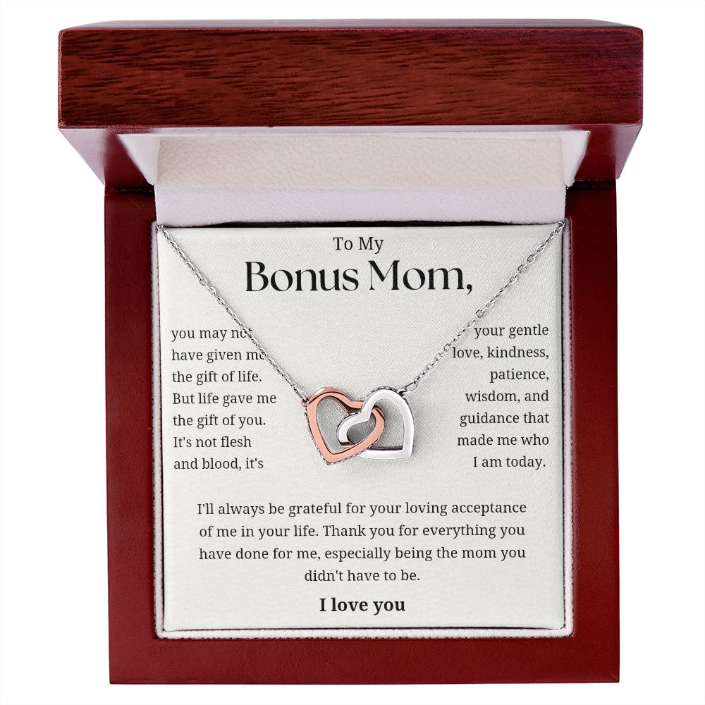 To My Bonus Mom - Gentle Love Interlocking Hearts