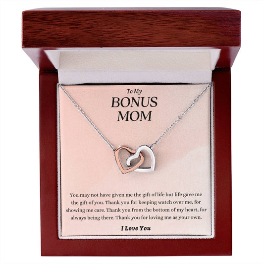 To My Bonus Mom - Thank You Interlocking Hearts