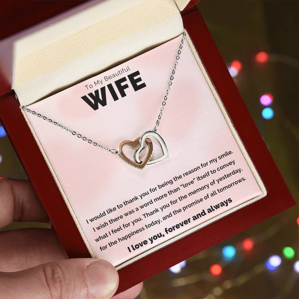 To My Beautiful Wife, The Reason Interlocking Hearts Necklace