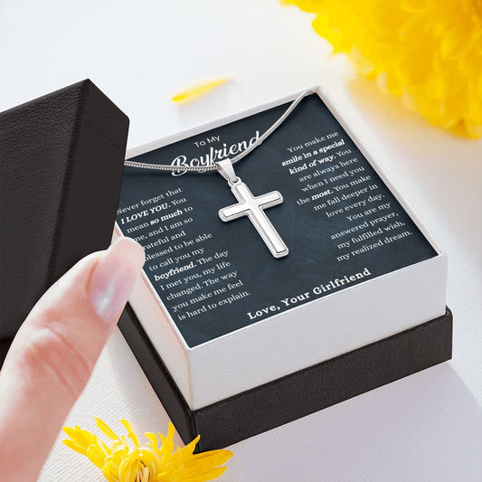 To My Boyfriend So Much Stainless Cross Necklace