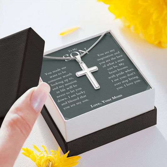 To My Son Blessed Stainless Cross Necklace