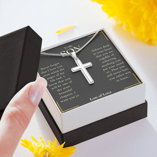 To My Son Believe Deep Stainless Cross Necklace