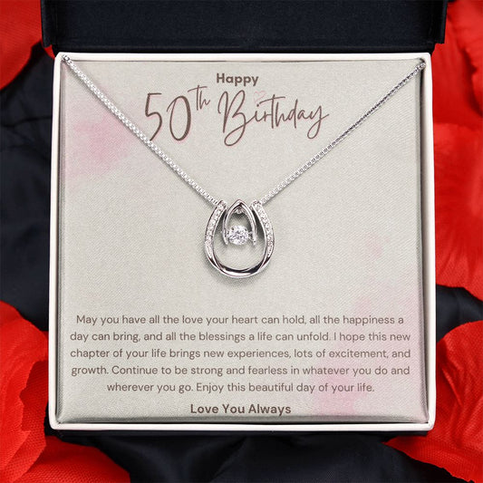 Happy 50th Birthday Beautiful Lucky In Love Necklace