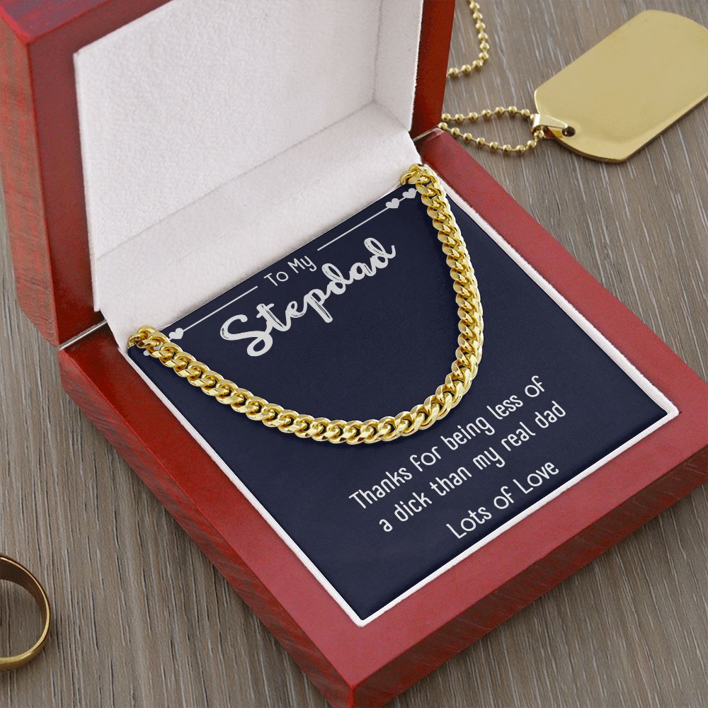 Step Dad Necklace, Loving Gifts For Stepped Up Dad Men, To My Stepdad Christmas Birthday Wedding Valentines Fathers Day Gift From Bonus Daughter Son,Jewelry Pendant Box & Message Card,Cuban Link Chain