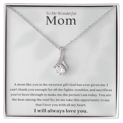 To My Mom Sweetest Gift Alluring Beauty Necklace