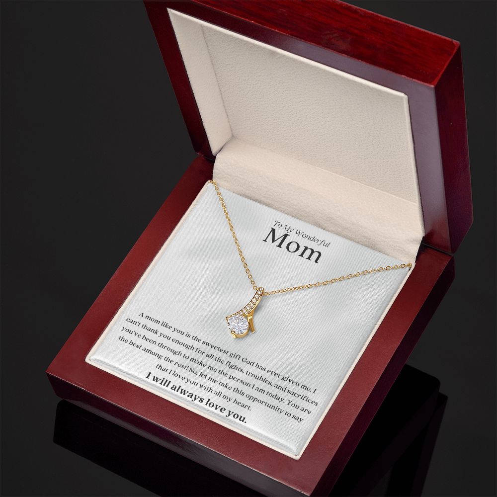 To My Mom Sweetest Gift Alluring Beauty Necklace