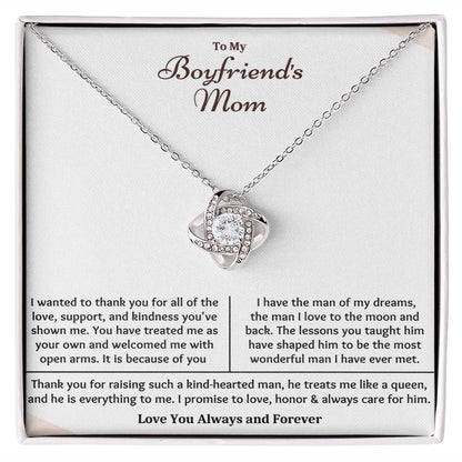 To My Boyfriends Mom Man Of  My Dreams Love Knot Necklace