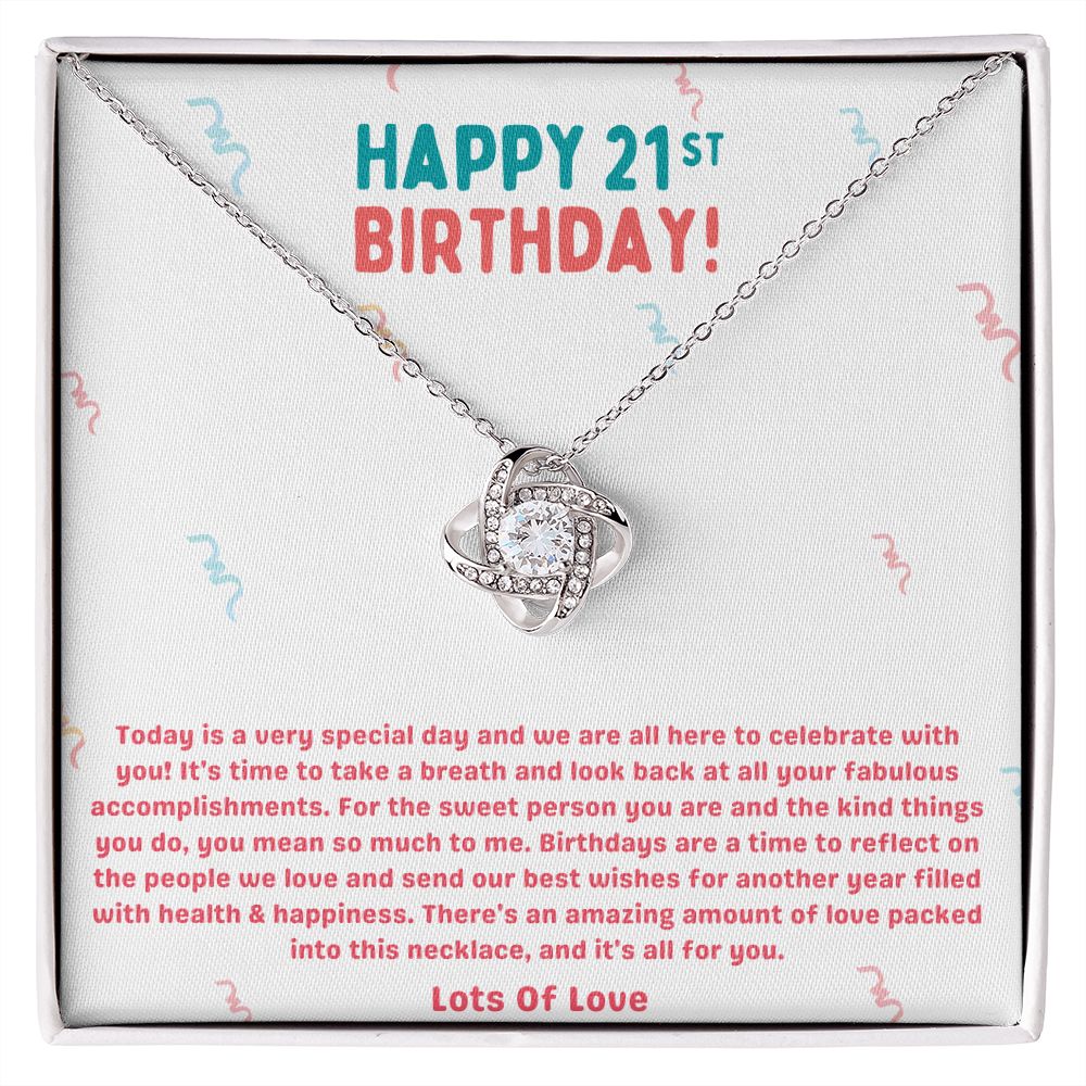 Happy 21st Birthday Special Day Love Knot Necklace