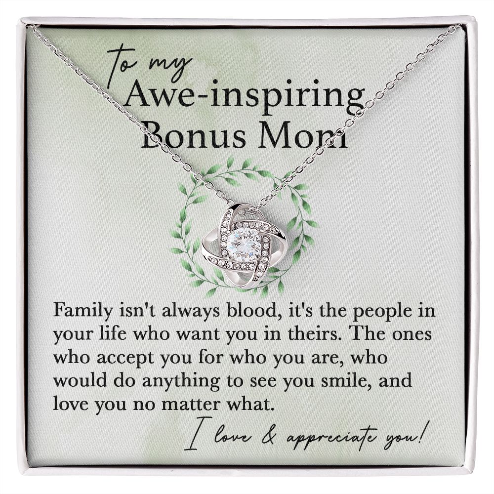 To My Awe-Inspiring Bonus Mom - No Matter What Love Knot Necklace