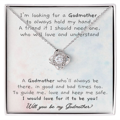 Necklace for Women Girls, Godmother Gift Love Knot Sterling Silver Pendant Jewelry Mother's Day Christmas Birthday Gifts, Godmother Gifts From Godchild, Godmother Necklace, Gift for Godmother