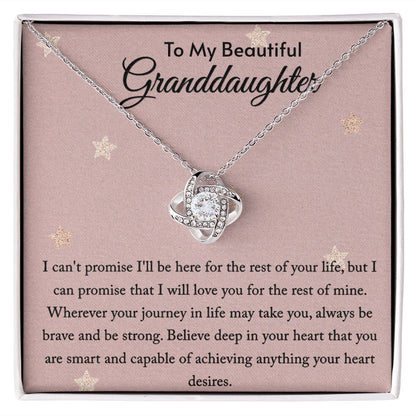 To My Granddaughter Necklace, Granddaughter Gift, Gift for Granddaughter From Grandpa Grandma, Love Knot Necklace Pendant Jewelry Gift Box On Birthday Christmas Mothers Valentines Day Graduation Gift