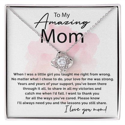 To My Amazing Mom - Thank You For All Love Knot Necklace