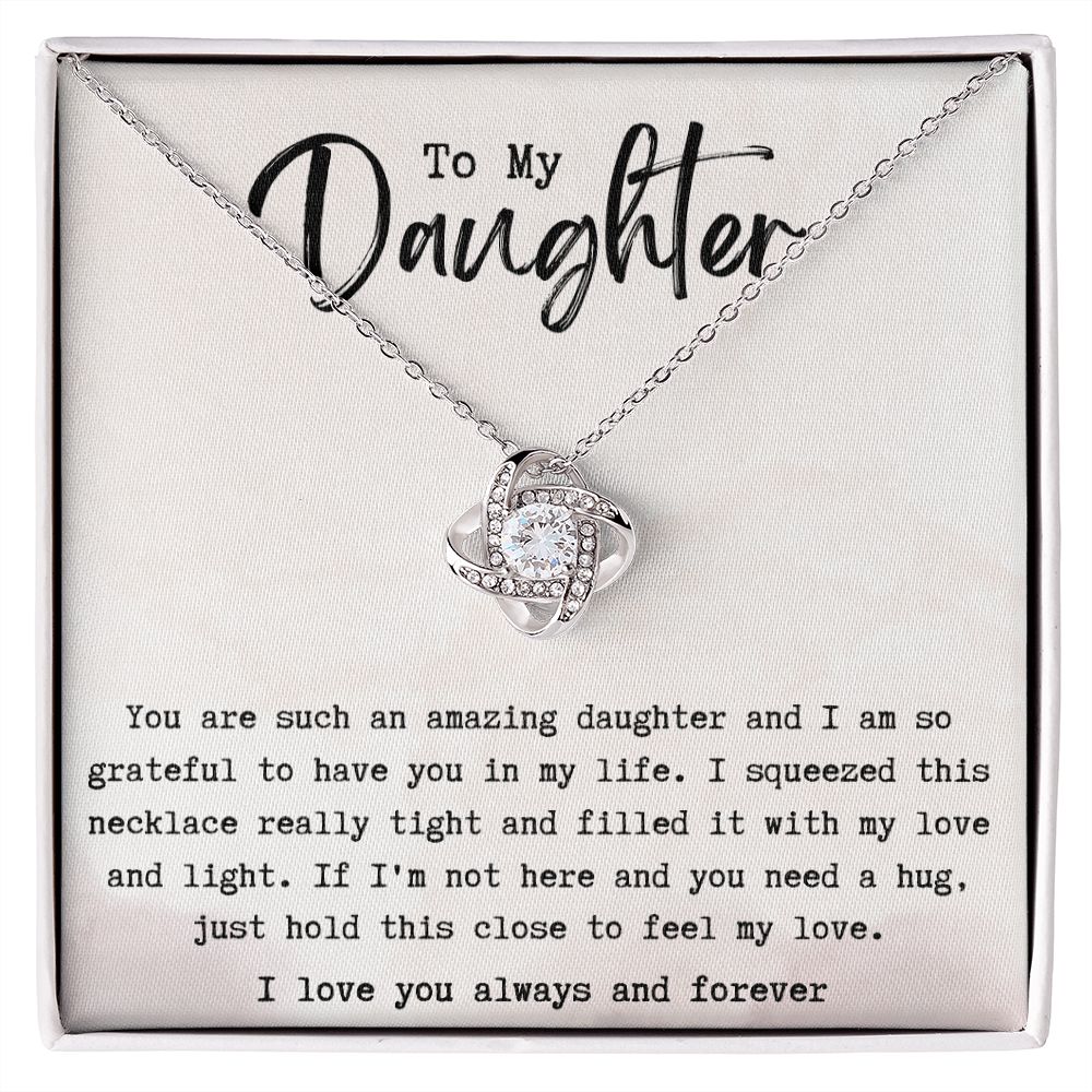 To My Daughter Gifts From Dad, To My Daughter Necklace,Daughter Necklace,Love Knot Necklace for Daughter from Mom,Mothers Valentines Day Birthday Christmas Graduation Wedding Gift For Teen Girls Women