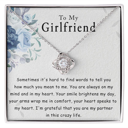 To My Girlfriend Grateful Love Knot Necklace