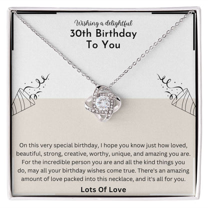 30th Birthday Delightful Love Knot Necklace