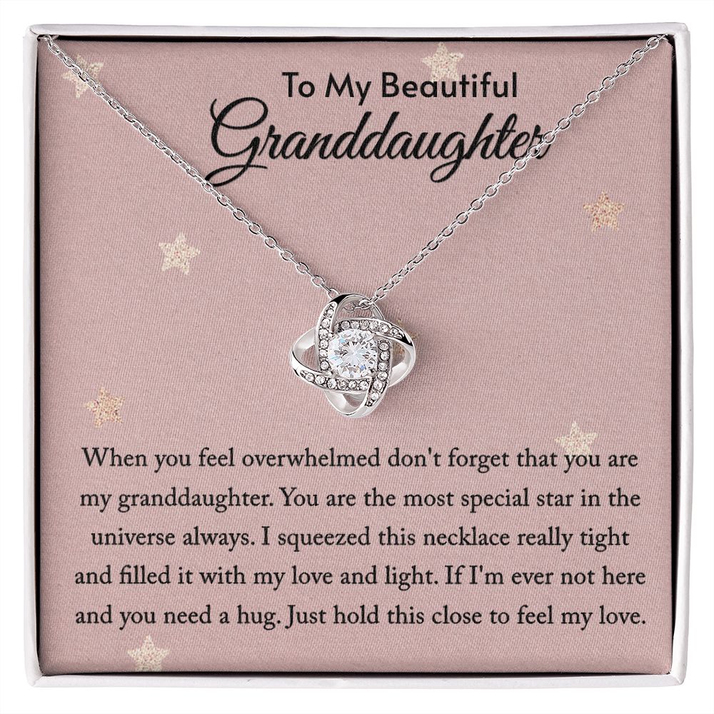 To My Granddaughter Necklace, Necklaces for Women Girls Love Knot Necklaces Gifts For Granddaughter From Grandma Grandpa With Message Card On Birthday Christmas Mothers Valentines Day Graduation Gift