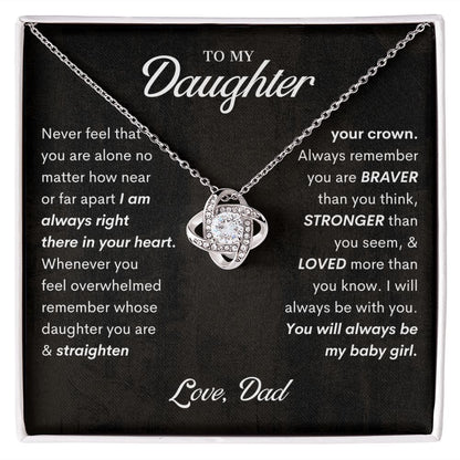 To My Daughter Stronger Love Knot Necklace