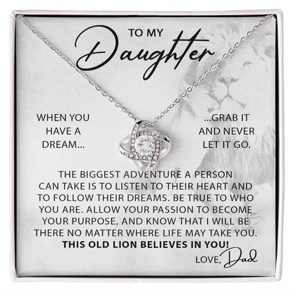 To My Daughter - Believes in You - Old Lion Love Knot Necklace